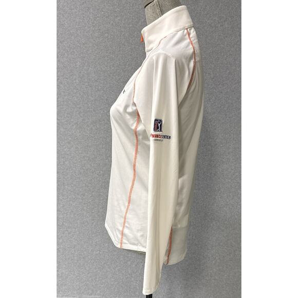 RLX Ralph Lauren TPC Sawgrass Quarter Zip Performance Top White Orange Women S - Picture 8 of 12